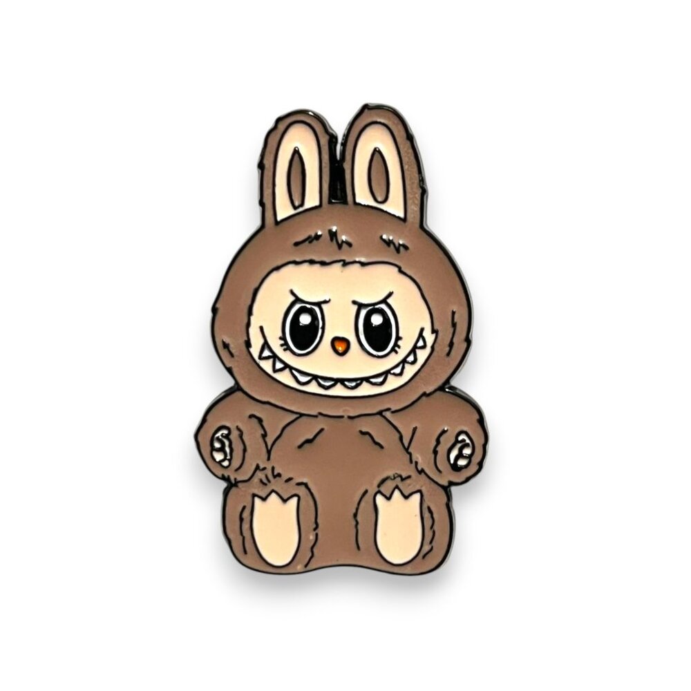 Labubu Brown Smiling and Sitting Fan Art Enamel Pin Lapel Pin
